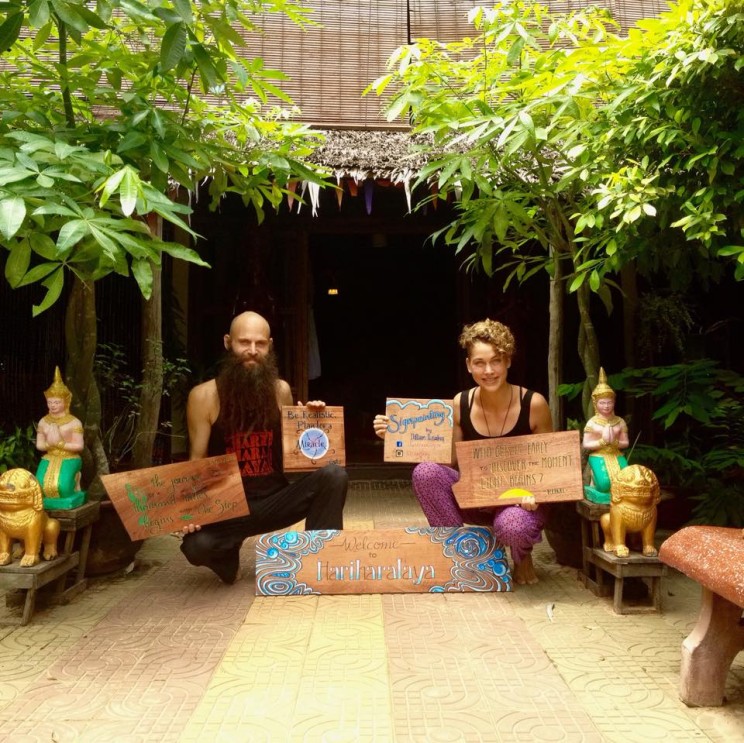 Hariharalaya yoga and meditation retreat center Cambodia Joel Altman Lilian Leahy signpainting