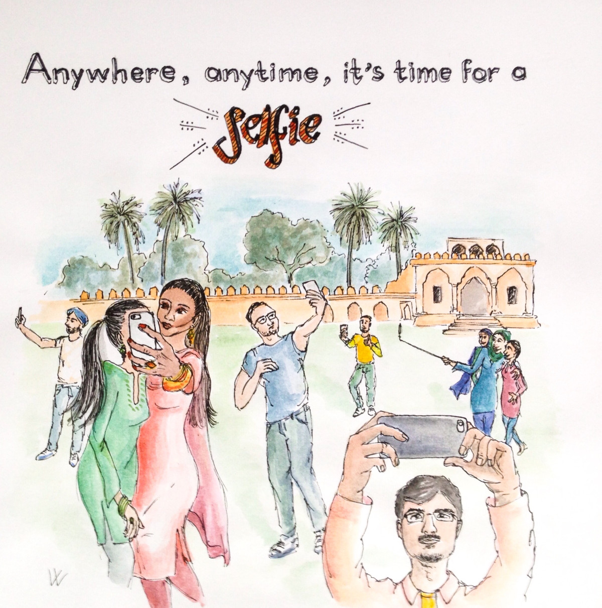 selfie culture India cartoon 