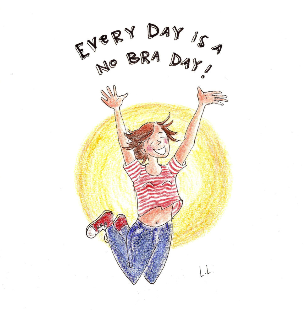 no bra day stop wearing a bra illustration drawing happy boobs free breast
