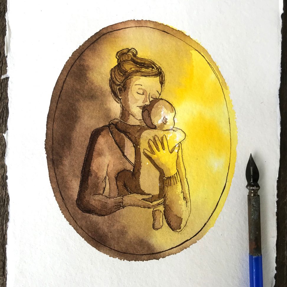 inktober 2018 ink ecoline drawing illustration motherhood comics funny lilian leahy rotterdam illustrator