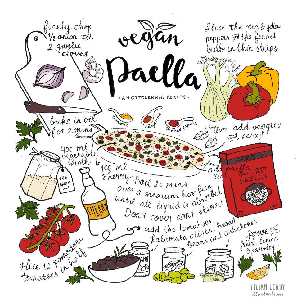 vegan vegetable paella ottolenghi illustrated recipe lilian leahy