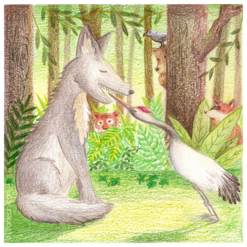 aesop wolf crane folktaleweek illustration illustrator childrensillustration bookillustration picturebookillustration